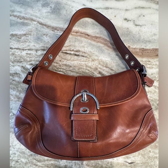 Coach Handbags - VINTAGE Coach F10192 Legacy Y2K Brown Full Grain Leather Buckle Shoulder Bag